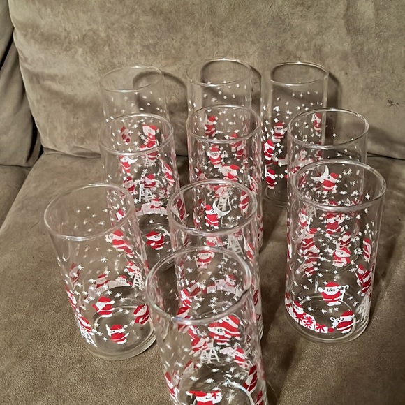 (10 pc) Vintage crisp corp. Clearly Santa Christmas Xmas drinking glassware 6” - Picture 3 of 5